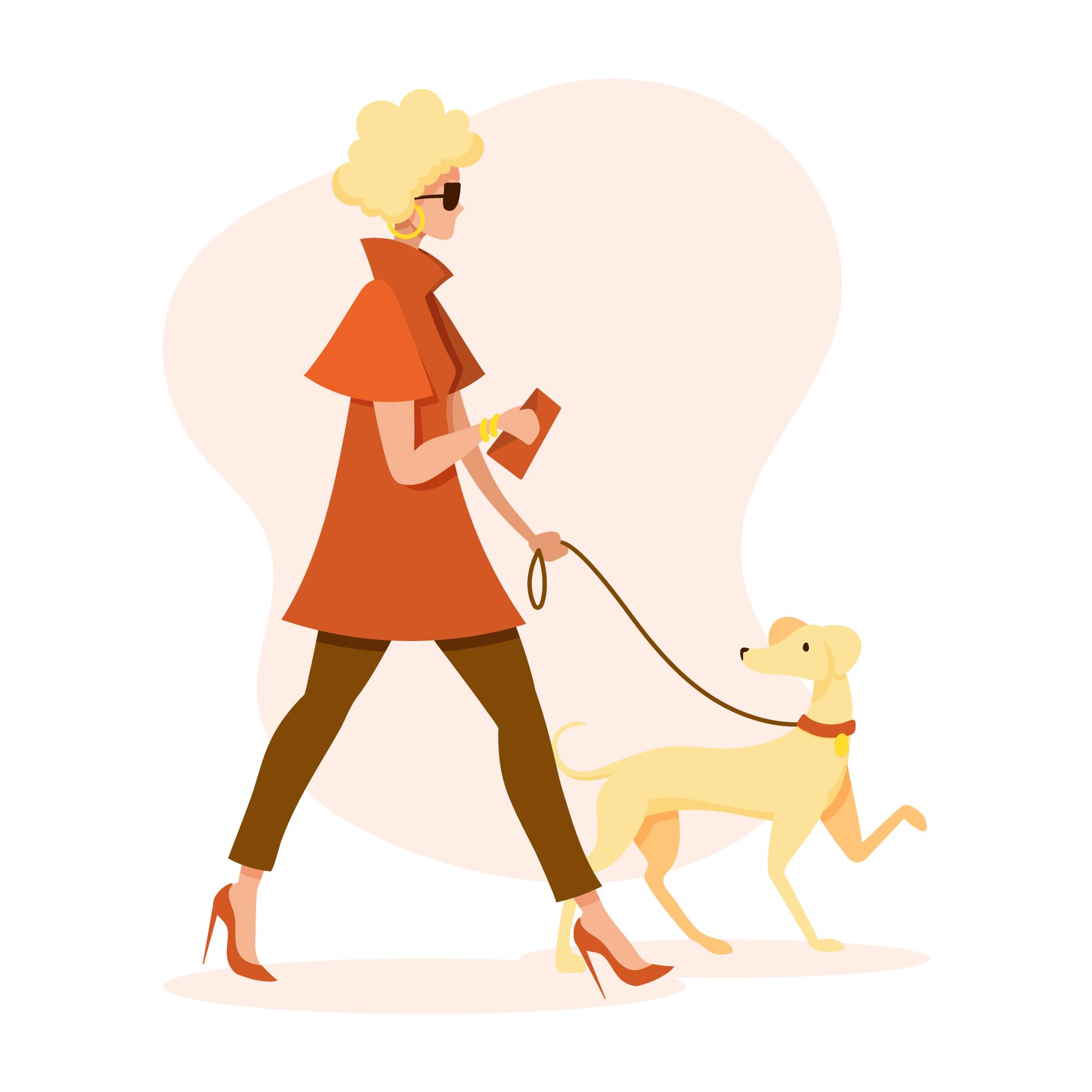 Woman walking with a dog